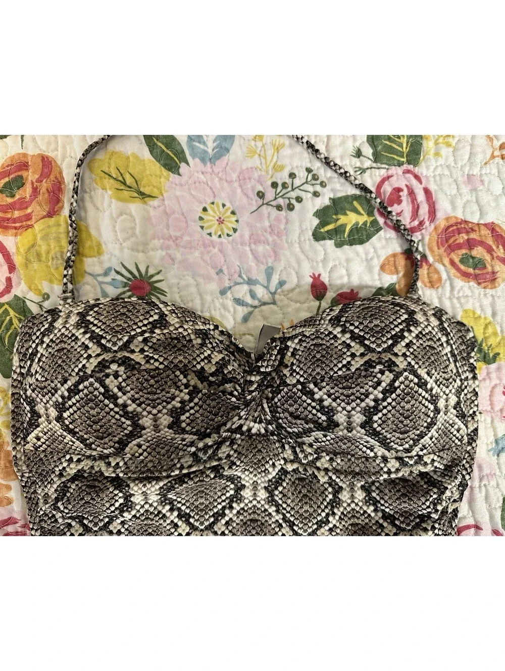 Tommy Bahama Desert Python Twist Front Bandeau Sexy One Piece Swimsuit Small EUC